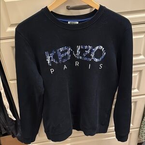 Kenzo Black Sweatshirt with White and Blue Logo